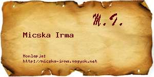 Micska Irma névjegykártya